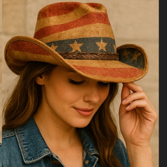 Peter Grimm Americana Cowboy Hat – Distressed Stars & Stripes – One Size main image 4